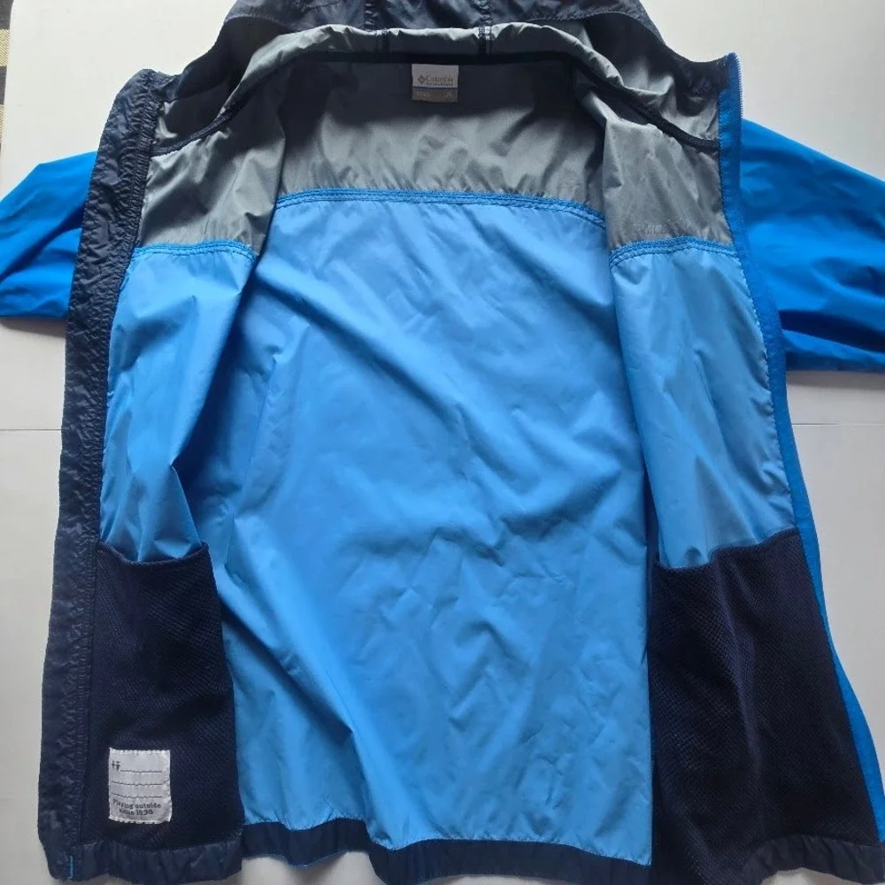 Columbia‎ Windbreaker Jacket Kids XL 18/20 Blue Navy Gorpcore Outdoorsy Raincoat